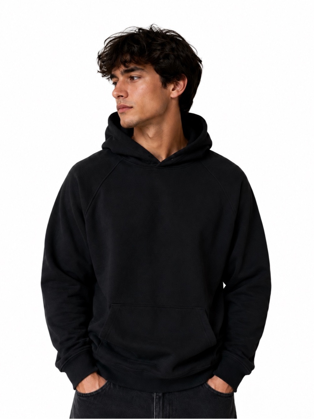 Kenneth Cole Black Men's Pullover Hoodie - Classic Minimalist Style Size Medium